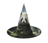 Halloween Witch Hat,Panda cubs in the forest Print Costume Headwear,Adults Spooky Hat Festival Headwear