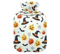 Halloween Witch Hat Pumpkin Hot Water Bottle with Cover for Pain Relief Hot Bag for Shoulder Pain, 2L