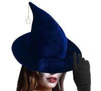 Halloween Witch Hat Wide Brimmed Foldable with Star Pendant for Halloween