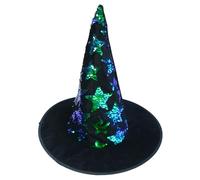 Halloween Witch Hat with Reversible Sequin Stars. Reversible Sequin Costume Party Hat.