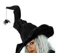 Halloween Witch Hat with Tulle Feathered Party Wizard Hat Unisex Pointed Witch Caps Adult Kids Cosplay Costume Headpiece, C, Medium