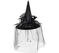 Halloween Witch Hat With Tulle, Flowers And Feathers