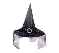 Halloween Witch Hat - wizardss-Hats With Veil | Elegant Mesh Witch-Hats | Masquerade Ruched Witch Hatt | Ruched Witcheshats For Women With Veils And roses Wizardshats Halloween Costume Accessories