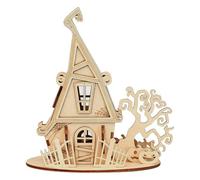Halloween Witch House 3D Wooden Puzzle Kit,DIY Spooky House Building Model | 3D Wooden Puzzle House,DIY Miniature Houses Kit for Beginners,Funny Wooden Puzzle Craft,Fun Family Activity Games Gifts