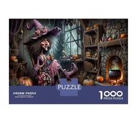 Halloween Witch Jigsaw Puzzle for Game 1000 Pieces Stone Cottage Advanced Puzzlers Challenging Puzzle Lovers Anxiety Relief Gift Idea 70x50cm/1000pcs