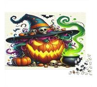 Halloween Witch Jigsaw Puzzles 1000Pc Recycled Paper for Adults Puzzle for Adults Educational Game Decompression Fun Home Activity Great Gift for Women Men 52x38cm/1000pcs