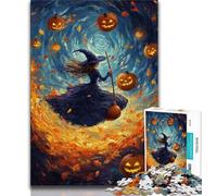 Halloween Witch Jigsaw Puzzles for Teenagers 1000 Pieces,Learning Educational Toys Family Games Unique Birthday And Gifts (38x26cm)