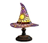 Halloween Witch Lamp - Dark Illumination, Resin Ornament for Tabletop Presentation, Luminous Statuette with Stained Glass Style, Gothic Decor, Spooky Beacon for Bookshelves, Mantels, and P