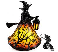 Halloween Witch Lamp, Spooky Gothic Led Night Light, Halloween Decorations | Stained Resin Gothic 3D Decorative Standing Night Light for Home Porch Tabletop Party Decor