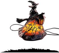 Halloween Witch Lamp, Stained Glass Gothic Witch Hat Led Night Light
