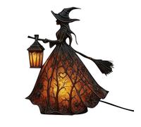 Halloween Witch Lamp, Stained Gothic Witch Hat Led Lamp, Spooky Decorative Standing Night Light, Unique Halloween Party Lighting Decorations Indoor