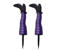 Halloween Witch Leg Yard Decor - Realistic Foam & Plastic Wicked Witch Leg Stakes for Outdoor,Indoor Halloween Decorations, Perfect for Lawn, Garden, Party Decor (Purple)