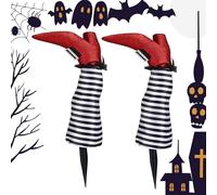 Halloween Witch Legs - Upside Down Garden Decor, Bold Colored Poles | Spooky Witch Leg Props for Lawn with Design for Halloween -Jokes Scenes, Yard Displays,Outdoor Spo