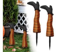 Halloween Witch Legs Yard Stake Decoration,1 Pair Outdoor Witch Legs Halloween Prop,Life-Size Fake Witch Legs,Halloween Decorations for Courtyards,Lawn,Yard Patio Party (Orange-B)
