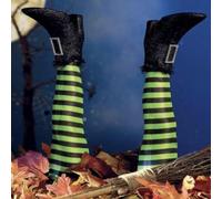 Halloween Witch Legs Yard Stake Decoration, Upright Witch Leg Fearless of Wind and Rain, Upside Down Witch Legs Body Part Props Wicked Witch Party Decor, for Courtyards,Lawns and Outdoor Indoor