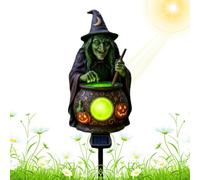 Halloween Witch Light Cauldron Witch Green LED Solar Stake