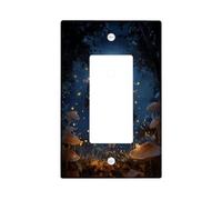 Halloween Witch Light Switch Cover Plate/Outlet Covers, Midnight Blue Enchanted Forest Design, Thermoplastic Wall Plates, Standard Size Single Rocker