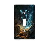 Halloween Witch Magic Book Decorative Light Switch Cover Plate 1 Gang Single Toggle, Horror Scary Ghost Specter Electrical Switchplate, Creepy Spooky Electrical Faceplate for Bedroom Room