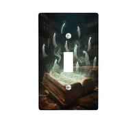 Halloween Witch Magic Book Decorative Light Switch Cover Wall Plate 1 Gang Single Toggle, Horror Scary Ghost Specter Electrical Faceplate for Room, Creepy Spooky Switchcover Switchplate