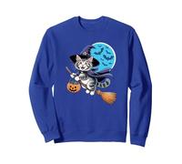 Halloween Witch Maine Coon Moon American Longhair Sweatshirt, Adult Unisex, Royal Blue, XX-Large