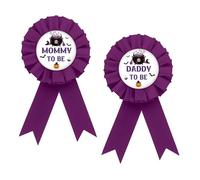 Halloween Witch Mom to Be Badge Pin, Witch Dad to Be Button Pin, Purple Rosette A Baby Is Brewing Award Ribbon Button for New Parents, Gender Reveal/Pregnancy Announcement Party Supplies
