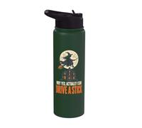 Halloween Witch Moon Why Yes Actually I Can Drive A Stick Stainless Steel Insulated Water Bottle