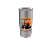 Halloween Witch On Wine and Funny British Shorthair Cat Stainless Steel Insulated Tumbler