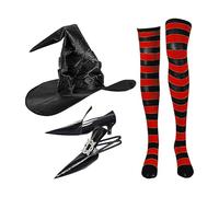 Halloween Witch Outfit - 45cm Hat, Socks 70cm, Shoe Covers, PU Satin Costume | Authentic Comfortable Witch Dress For School Events, School Events, School Events, Kids