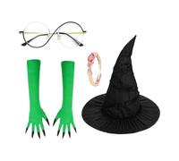 Halloween Witch Outfit - Witch Hat Adult Gloves, Festival Cosplay Costume, Carnival Masquerade Kit With Decorative Party Feature, Dress Up Set | Role Playing For Movie Acting Theater Character
