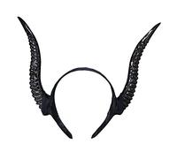 Halloween Witch Ox Horn Shape Headband Movie Devil Evil Hair Hoop Gothic Cosplay Costume Headpiece Gold Black White Solid Color Horns Kids Long Cosplay Women