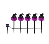 Halloween Witch Path Lights Set of 5 Purple Light String Outdoor Halloween Decoration Cute Witch Walkway Lights for Garden Rose Lamp Shade Fastener (Purple, 37x8.2x8cm)