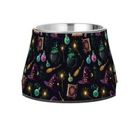 Halloween Witch Pattern Dogs Feeding Bowls Enhanced Stainless Steel Cats Basic Bowls for Slow Feed Cats Comfort Feeding