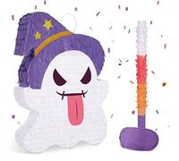 Halloween Witch Pinata - Witch Pinata with Stick and Blindfold for Kids Boys Halloween Party Games Family Game Night Halloween Witch Hanging Decorations for Mexican Day of The Dead 40 x 31 cm