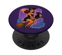 Halloween Witch Pinup Retro Babe Spooky PopSockets Adhesive PopGrip