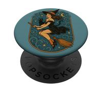 Halloween Witch Pinup Retro Babe Spooky PopSockets Adhesive PopGrip