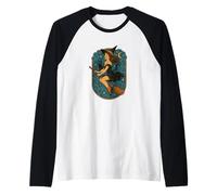 Halloween Witch Pinup Retro Babe Spooky Raglan Baseball Tee