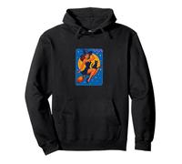 Halloween Witch Pinup Riding Broom with Black Cat Pullover Hoodie