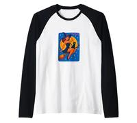 Halloween Witch Pinup Riding Broom with Black Cat Raglan Baseball Tee