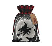 Halloween Witch Print Xmas Drawstring Gift Wrapping Bag For Christmas Festive Present Packaging Needs