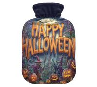 Halloween Witch Pumpkin Pink Hot Water Bottle with Cover for Pain Relief Bed Warmer for Arthritis, 1L