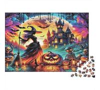 Halloween Witch Scene 1000pcs Jigsaws for Adults, Thick Cardboard, Witch Haunted House, Challenging Brain Teaser, Develops Fine Motor Skills, Great Family Activity for All Ages 52x38cm/1000pcs