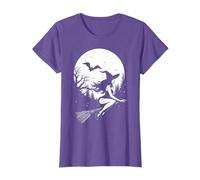 Halloween Witch Sexy Costume Broomstick Flying Moon T-Shirt