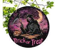 Halloween Witch Signs | Pumpkin Wooden Ornament for Halloween | Gothic Round Decorative Signs, Round Skull Decorations for Haunted House, Yard