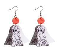 Halloween Witch Specter Acrylic Pendant Earrings Creative Party Accessories for Costume Event Eerie Glowing Earrings for Women Halloween Guest