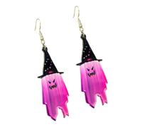 Halloween Witch Specter Acrylic Pendant Earrings Creative Party Accessories for Costume Event Eerie Glowing Earrings for Women Halloween Guest