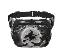 Halloween Witch Square Double Layer Waist Bag Belt Fanny Pack Purse with Adjustable Strap, Running, Travel, Hiking