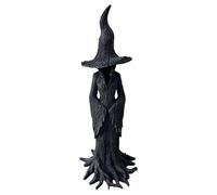 Halloween Witch Statue Faceless Ghost Sculpture Retro Resin Magician Decor Decorative Gothic Spooky Standing Desktop Ornament Sculpture for Halloween Home Haunted House(30cm)