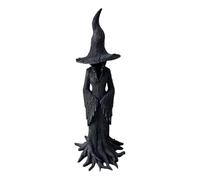 Halloween Witch Statue, Resin Black Witch Figure, Faceless Ghost Sculpture, Hand-Painted Enchanting Witches Statue, Spooky Standing Desktop Ornament Sculpture for Home Decor