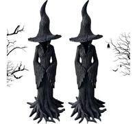 Halloween Witch Statue Resin Witch Figure, Faceless Ghost Sculpture, Decorative Gothic Spooky Standing Desktop Ornament Sculpture for Halloween Home Haunted House Decor 30cm (2 PCS)