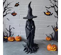 Halloween Witch Statue, Resin Witch Sculpture, Retro Magician Mysteriousn Figure, Gothic Spooky Decor Standing Desktop Ornament for Halloween Home, Desk, Bookshelf Decoration（30cm)
